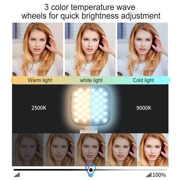 White Mini Clip On Led Fill Light For Video Conferencing And Live Streaming Selfie Lights