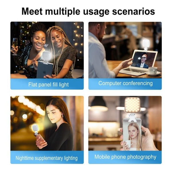 White Mini Clip On Led Fill Light For Video Conferencing And Live Streaming Selfie Lights