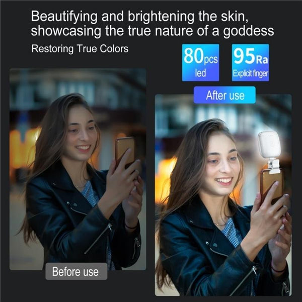 White Mini Clip On Led Fill Light For Video Conferencing And Live Streaming Selfie Lights