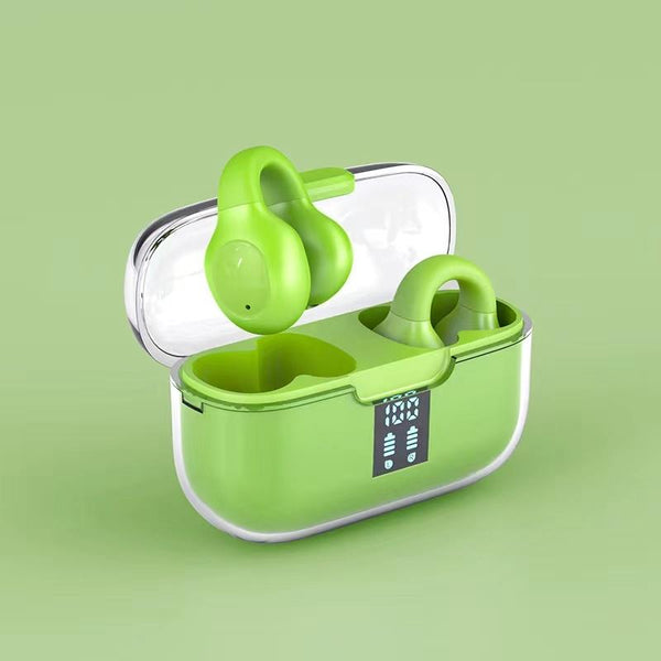G91 Ear Clip Bone Conduction Tws Noise Reduction Bluetooth Earphone Green Earbuds