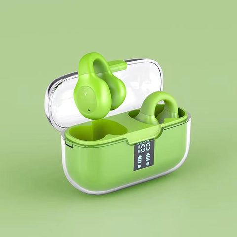 G91 Ear Clip Bone Conduction Tws Noise Reduction Bluetooth Earphone Green Earbuds