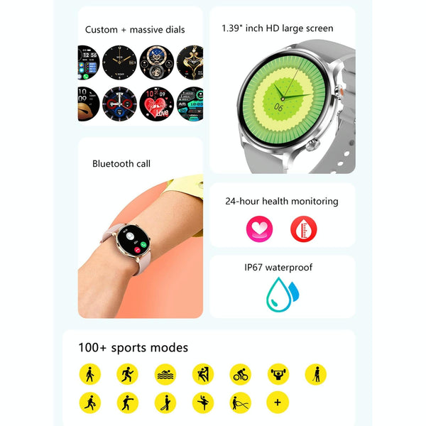 1.39" Bt5.2 Smart Sport Watch With Call Sleep Temp Heart & Health Monitor_Black Smart Watches