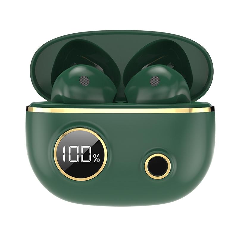 Waterproof 9D Stereo Bluetooth Earphones With Charging Case Green Earbuds