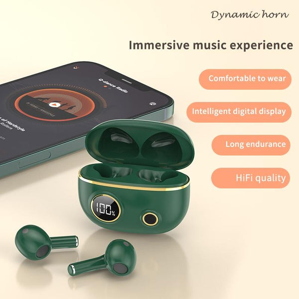 Waterproof 9D Stereo Bluetooth Earphones With Charging Case Green Earbuds