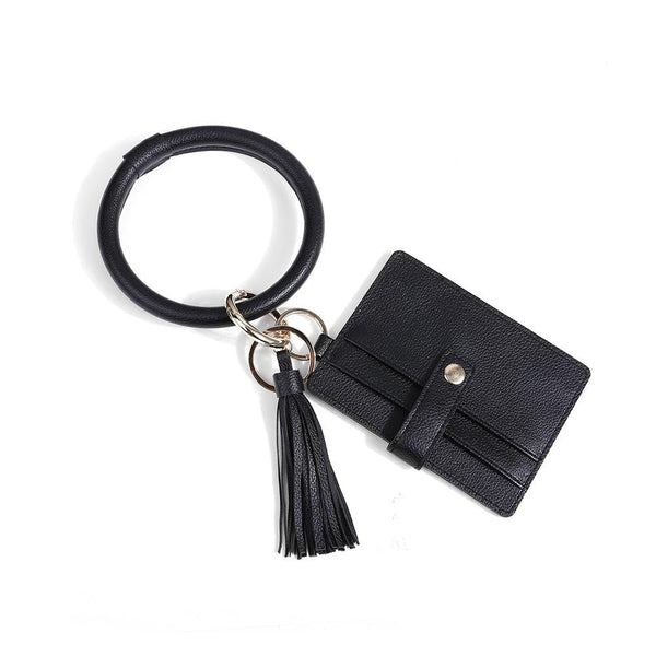 Pu Leather Wrist Ring Key Chain Coin Purse Black White Snake Wallets