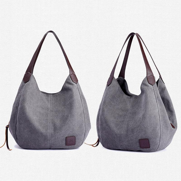 Retro Art Lady Shoulder Bag Simple & Chic Beige Gray Women's Bags & Handbags