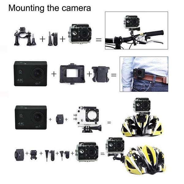 Waterproof 4K Action Camera For Cycling And Diving_Gray Digital Cameras