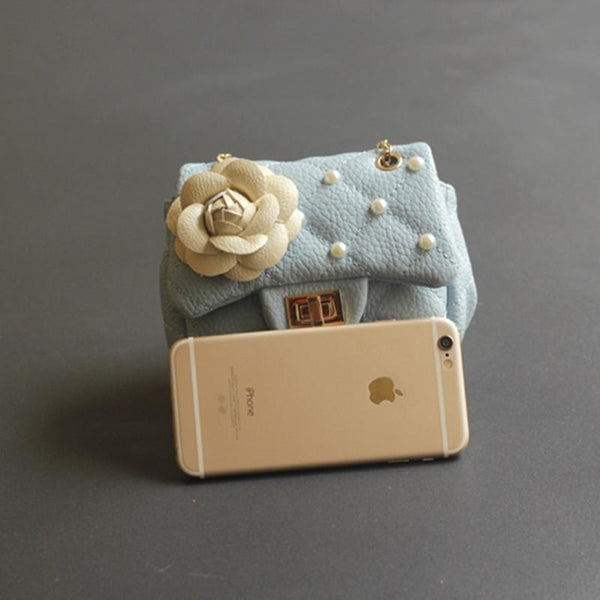 Glitter Flower Chain Kid Shoulder Bag Blue Backpacks & Bags