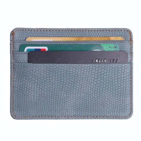 Lizard Pattern Pu Leather Card Holder Compact Bank Set Gray Wallets