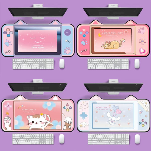 400 X 800 3Mm Cute Cat Ear Desk Pad For Keyboard & Mouse Mouse Pads & Wrist Rests