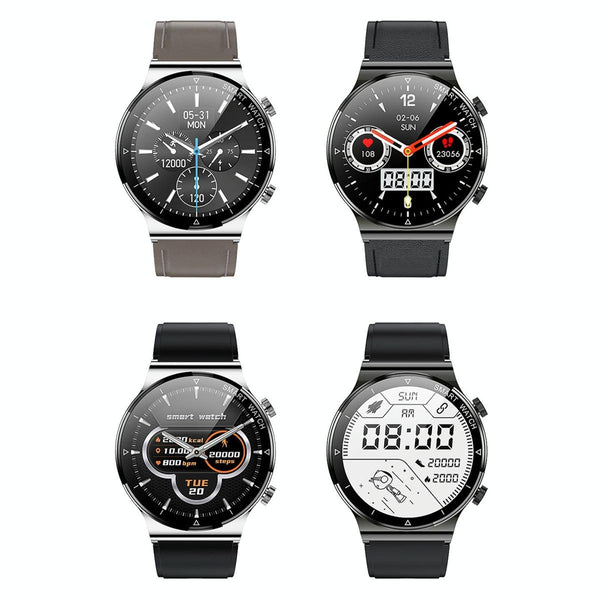 1.32 Inch Heart Rate Sleep Monitoring Smart Watch Silver Leather Smart Watches