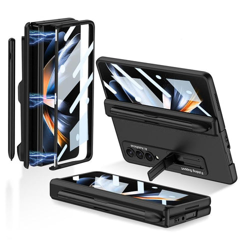For Samsung Galaxy Z Fold4 5G Foldable Magnetic Flip Case With Holder & Pen Slot Gkk Black Cases Covers & Skins
