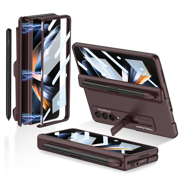 For Samsung Galaxy Z Fold4 5G Foldable Magnetic Flip Case With Holder & Pen Slot Gkk Black Cases Covers & Skins