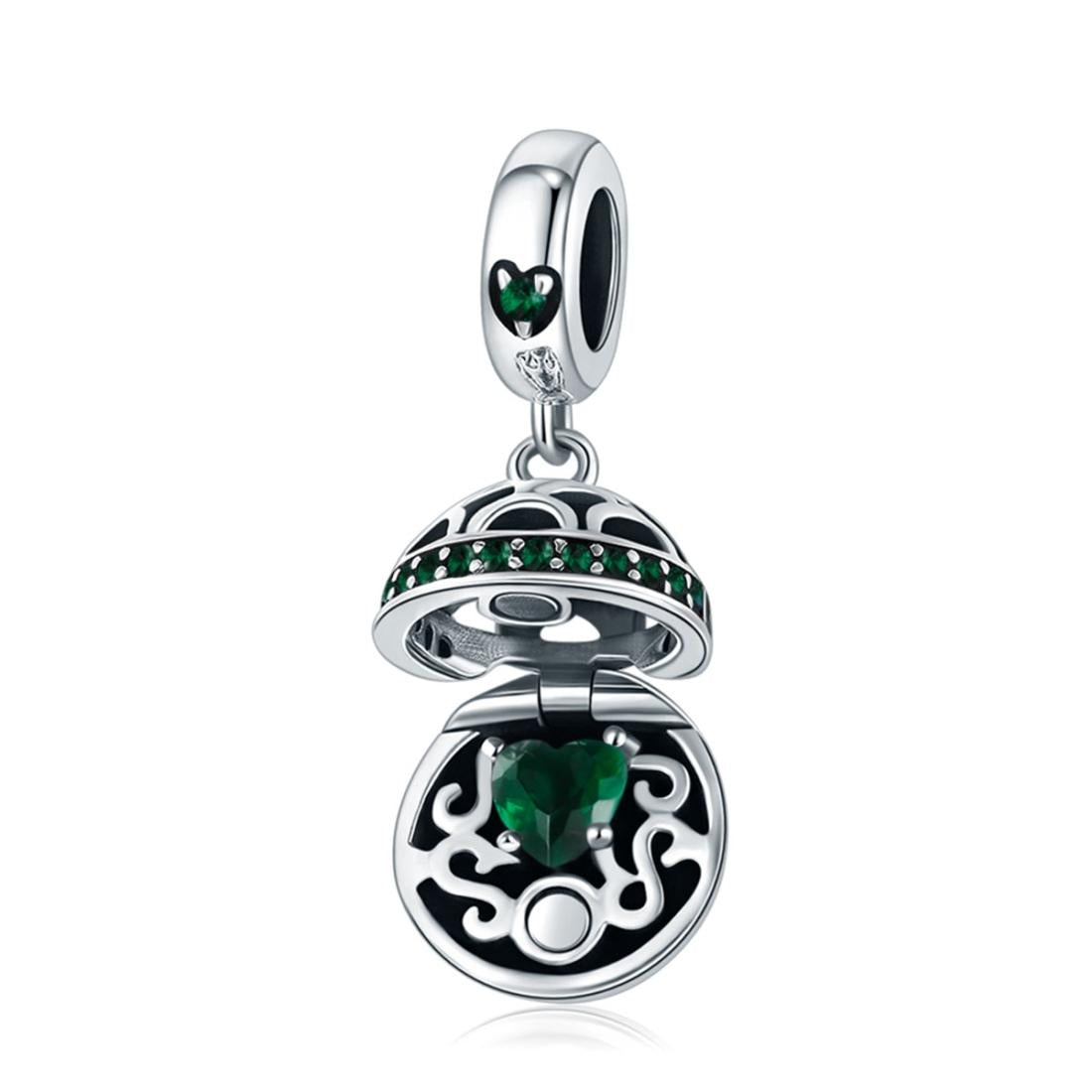 925 Sterling Silver Surprise Love Pendant For Diy Bracelets & Necklaces Dark Green Charms & Pendants