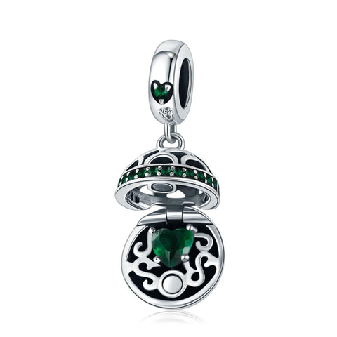 925 Sterling Silver Surprise Love Pendant For Diy Bracelets & Necklaces Dark Green Charms & Pendants