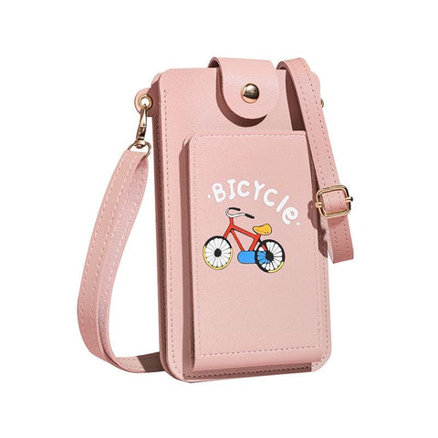 Printed Mini Shoulder Bag With Card Holder Pink Women's Bags & Handbags