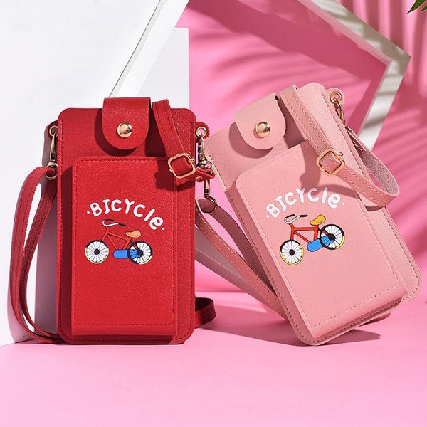 Printed Mini Shoulder Bag With Card Holder Pink Women's Bags & Handbags