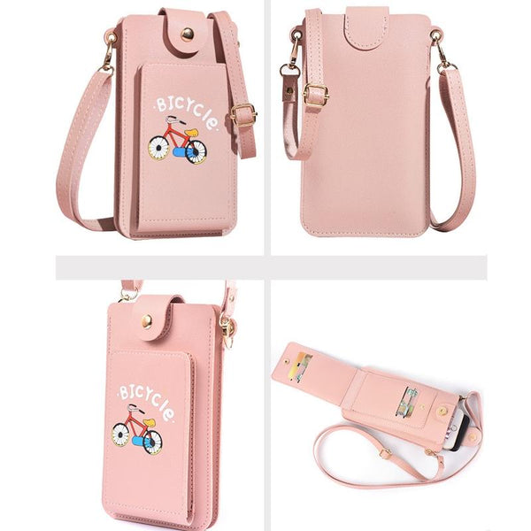 Printed Mini Shoulder Bag With Card Holder Pink Women's Bags & Handbags