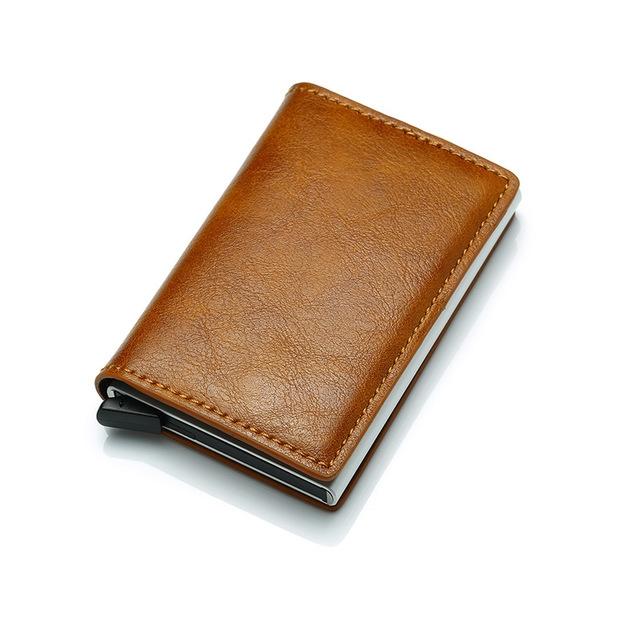 Anti Magnetic Rfid Leather Metal Wallet Universal Fit Brown Wallets