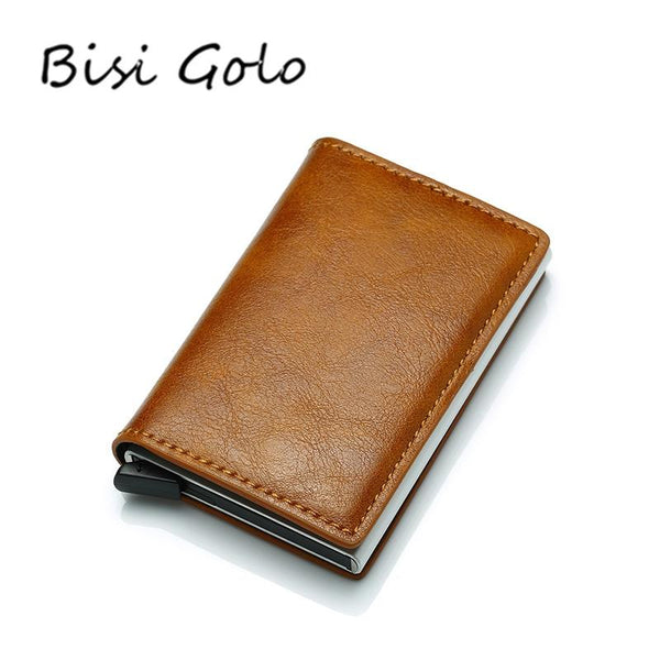 Anti Magnetic Rfid Leather Metal Wallet Universal Fit Brown Wallets