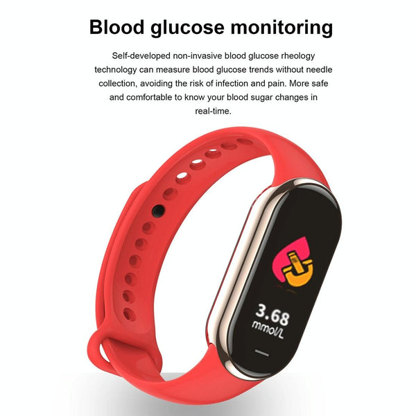 Waterproof Smart Watch With Heart Bp Oxygen And Sugar Monitoring Ip68 Red Smart Watches