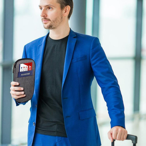 Multi Function Travel Storage Bag For Passports Gray White Travel Wallets