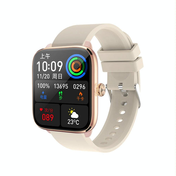 1.96 Inch Ip67 Waterproof Silicone Band Smart Watch Supports Dual Mode Bluetooth Call / Heart Rate Monitoring Gold Smart Watches