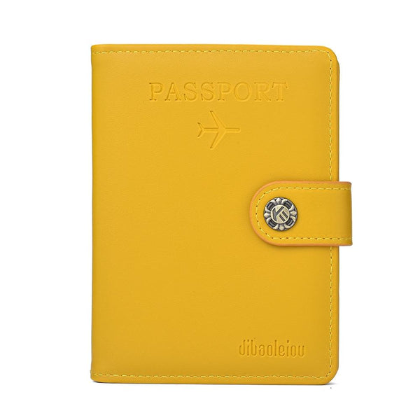 Multi Functional Passport Case With Buckle Dibaoleiou Pu Leather Yellow Other Travel Accessories