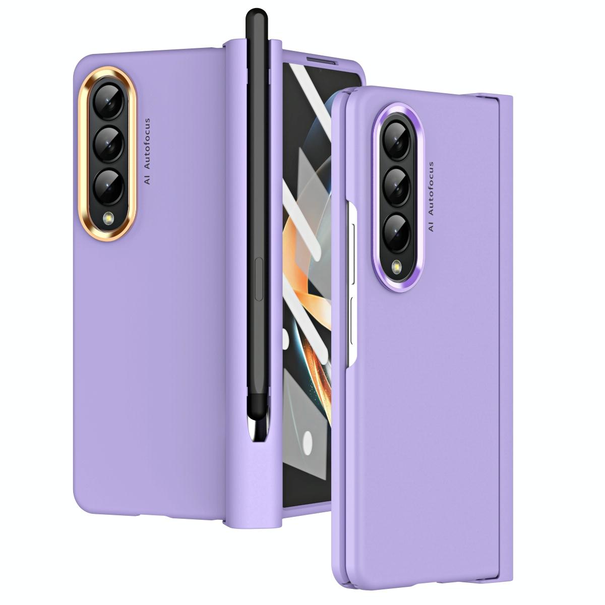 For Samsung Galaxy Z Fold4 5G Hinge Flip Case Two Tone Contact Lens Purple Cases Covers & Skins