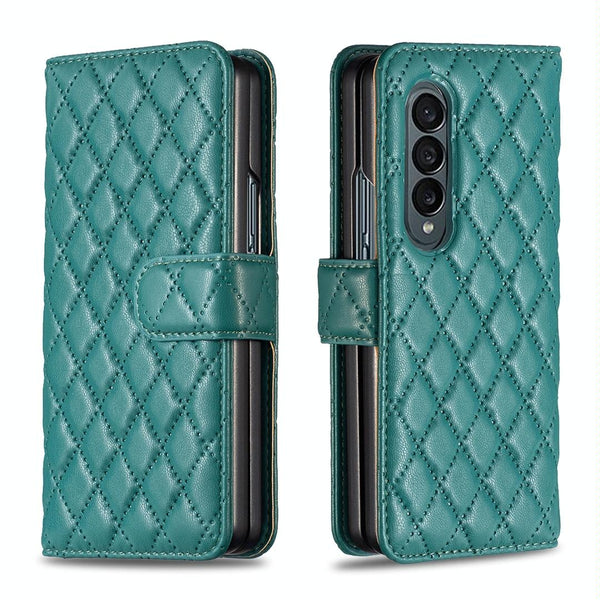 For Samsung Galaxy Z Fold4 5G Diamond Lattice Flip Wallet Case Green Cases Covers & Skins