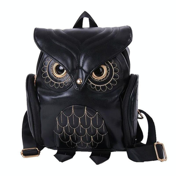 Women Owl Print Pu Backpack Colourful And Stylish Gold Women Backpacks