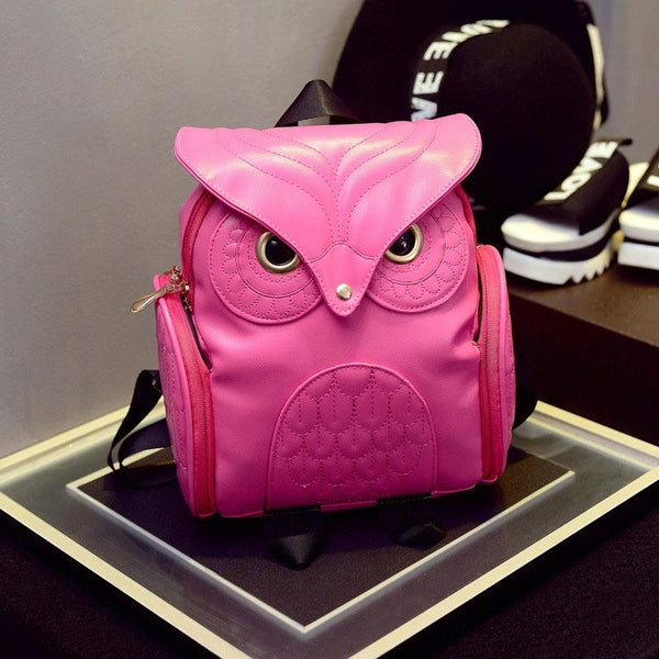 Women Owl Print Pu Backpack Colourful And Stylish Gold Women Backpacks