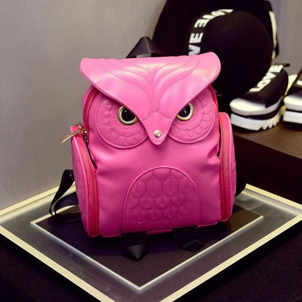Women Owl Print Pu Backpack Colourful And Stylish Gold Women Backpacks