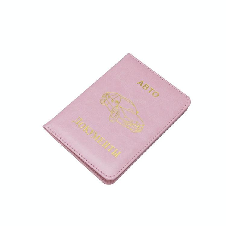Russian Driver License Holder Genuine Leather Case Pink Business Card Holders