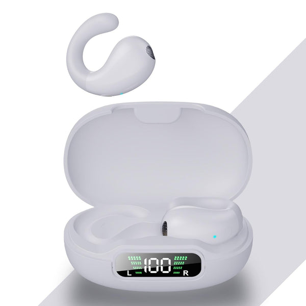 Wireless Bluetooth Earphone With Charging Case Clip On White Earbuds