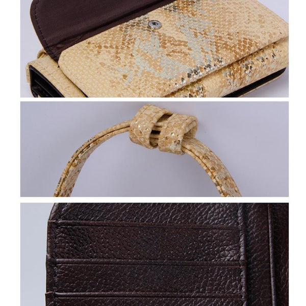 Snake Sequins Print Wrist Bag Multifunctional Chain One Shoulder Diagonal Wallet Black Wallets
