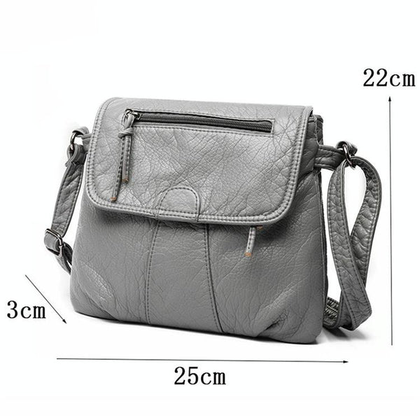 Soft Washed Leather Messenger Bag For Women Fashionable And Versatile Red Women's Bags & Handbags