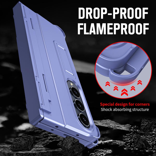 For Samsung Galaxy Z Fold4 5G Shockproof Diamond Case With Hinge And Pen Blue Cases Covers & Skins