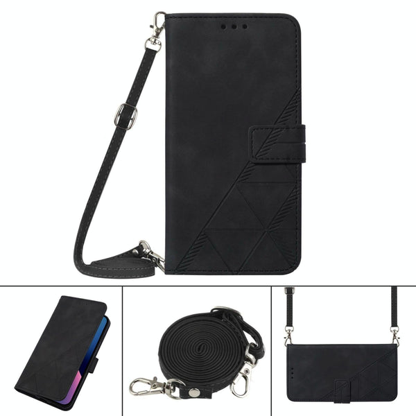 Embossed Leather Flip Crossbody Phone Case 3D Design For Samsung Galaxy Z Fold4 5G Black Other Mobile Accessories