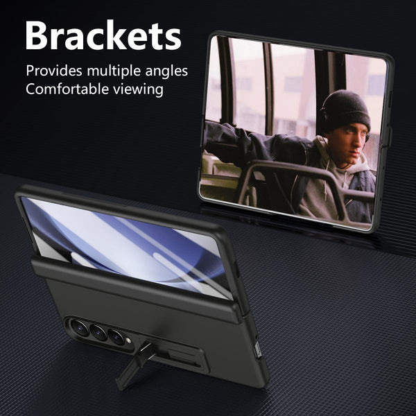 For Samsung Galaxy Z Fold4 5G Shockproof Case With Holder All Inclusive Black Cases Covers & Skins