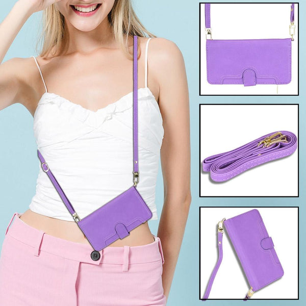 Zipper Leather Phone Case With Litchi Texture For Samsung Galaxy Fold4 5G Purple Other Mobile Accessories
