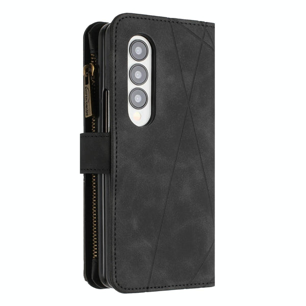 For Samsung Galaxy Z Fold4 5G Leather Zip Wallet With Rhombus Texture Green Cases Covers & Skins