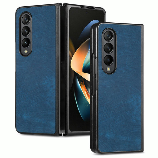 For Samsung Galaxy Z Fold4 5G Pu Back Cover Solid Colour Blue Cases Covers & Skins