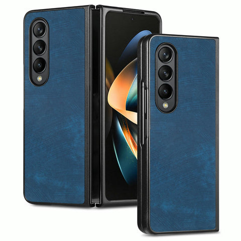 For Samsung Galaxy Z Fold4 5G Pu Back Cover Solid Colour Blue Cases Covers & Skins