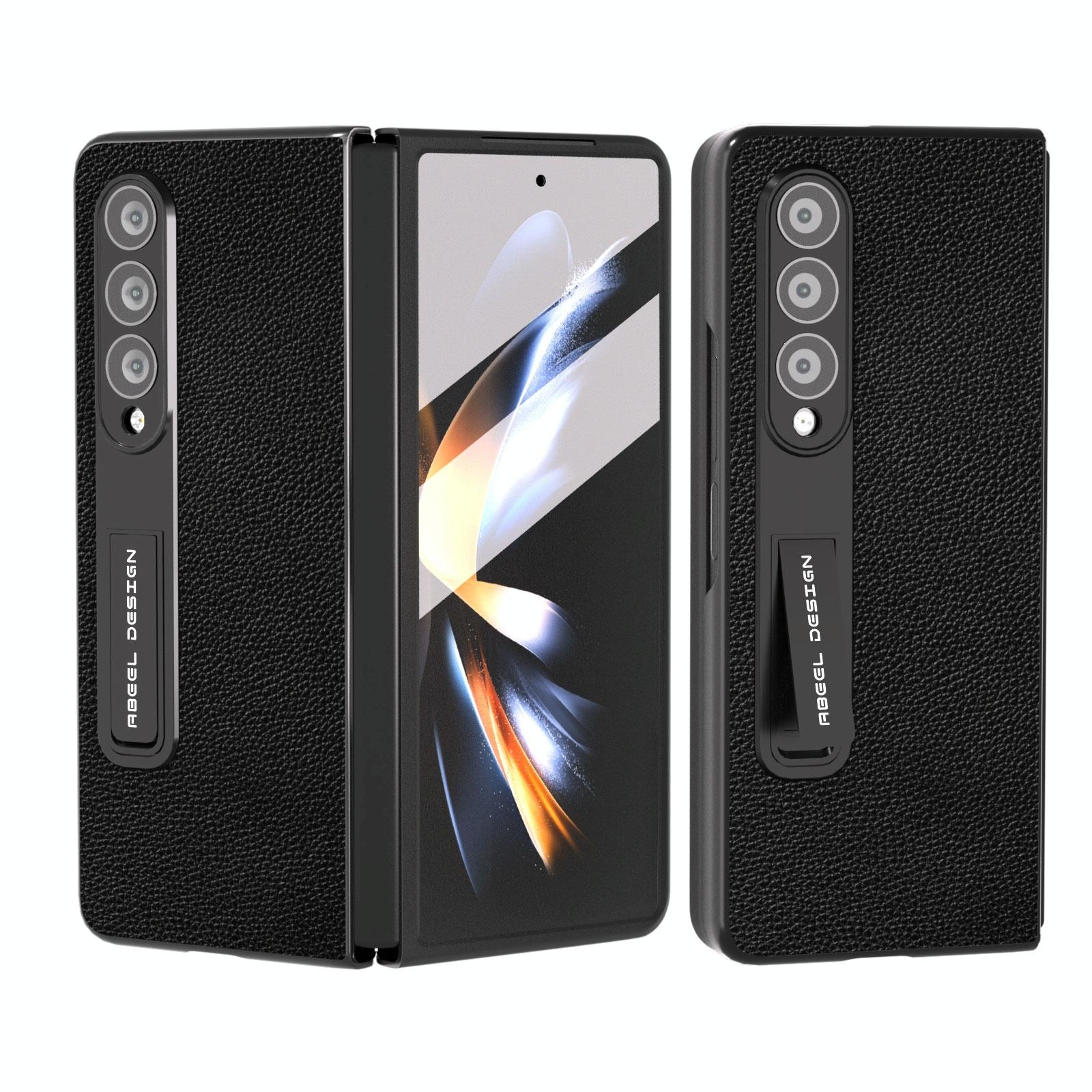 For Samsung Galaxy Z Fold4 5G Leather Phone Case With Holder Black Cases Covers & Skins