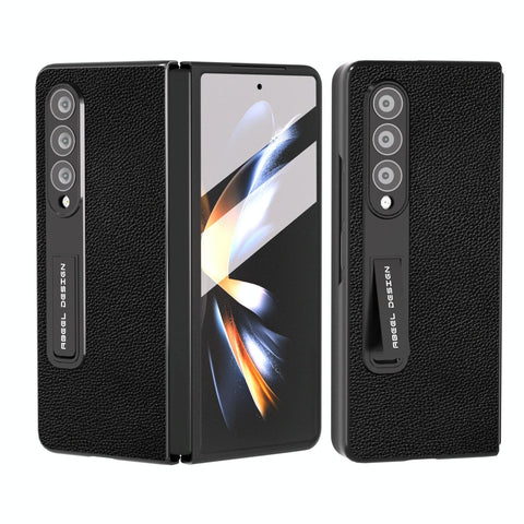 For Samsung Galaxy Z Fold4 5G Leather Phone Case With Holder Black Cases Covers & Skins
