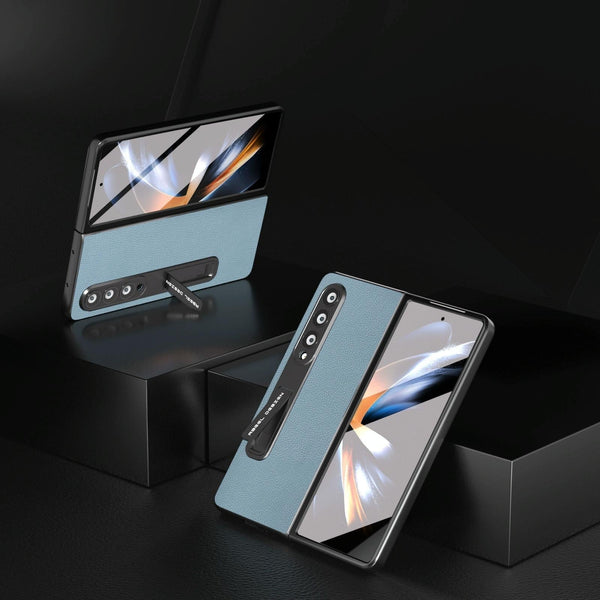 For Samsung Galaxy Z Fold4 5G Leather Phone Case With Holder Black Cases Covers & Skins