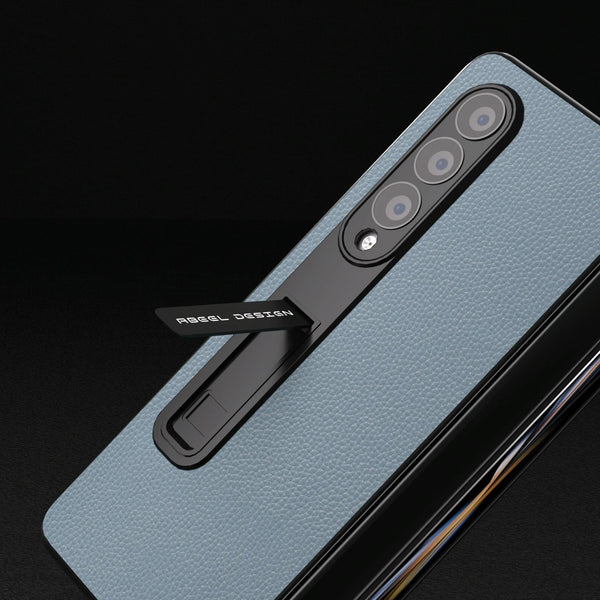 For Samsung Galaxy Z Fold4 5G Leather Phone Case With Holder Black Cases Covers & Skins