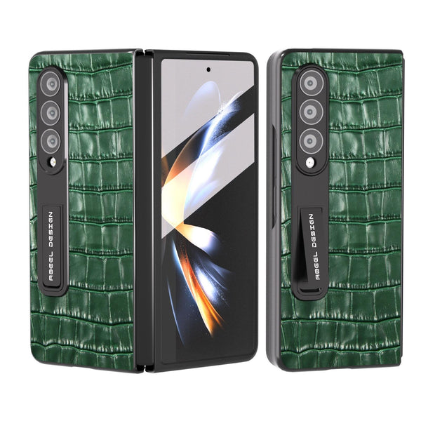 For Samsung Galaxy Z Fold4 5G Premium Leather Phone Case Crocodile Texture Black Cases Covers & Skins