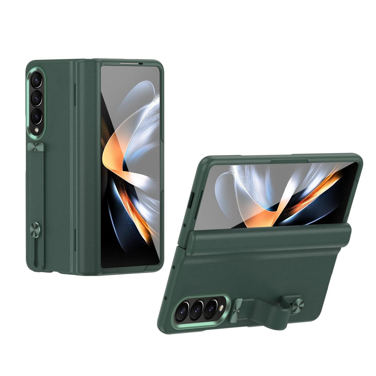 Samsung Galaxy Z Fold 4 Leather Wristband Phone Case Green Cases Covers & Skins